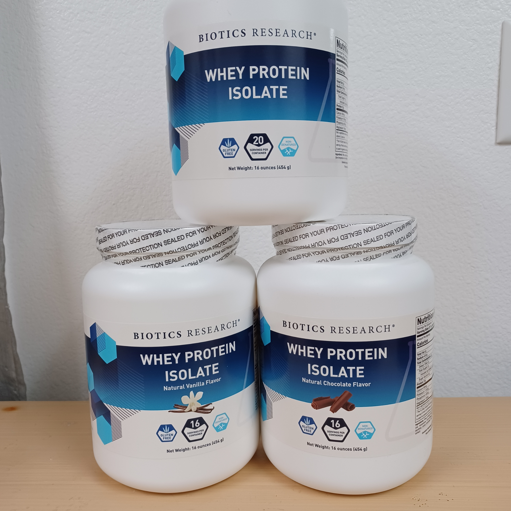 Biotics Research- Whey Isolate Protein Powder (plain, vanilla and Chocolate)